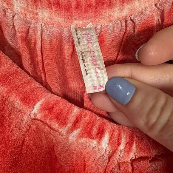 Free People Aphrodite Tie Dye Dress Size Medium Orange Chiffon Boho Ruffle - Picture 5 of 7